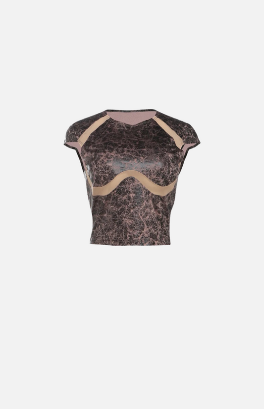 Villa Blvd Mesh Panel Sheer Top
