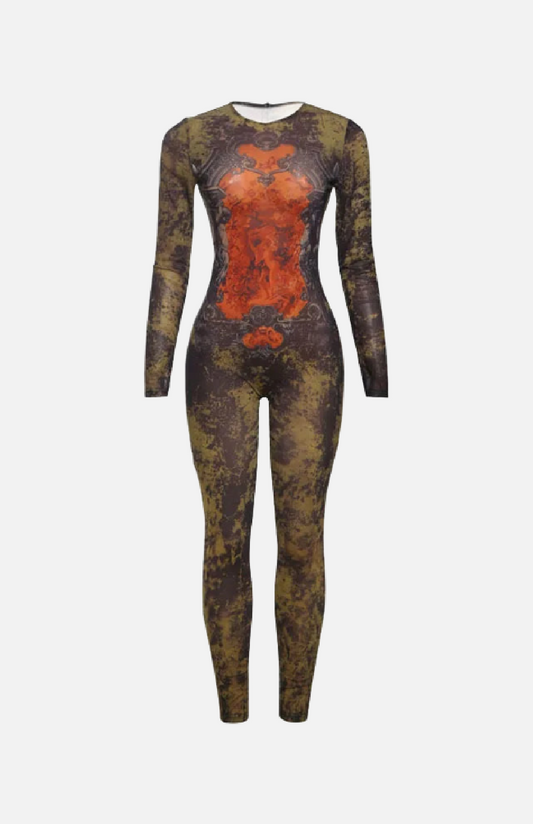 Villa Blvd Vintage Hearts Mesh Jumpsuit