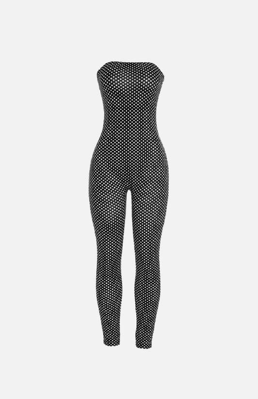 Villa Blvd Polka Dot Bandeau Jumpsuit