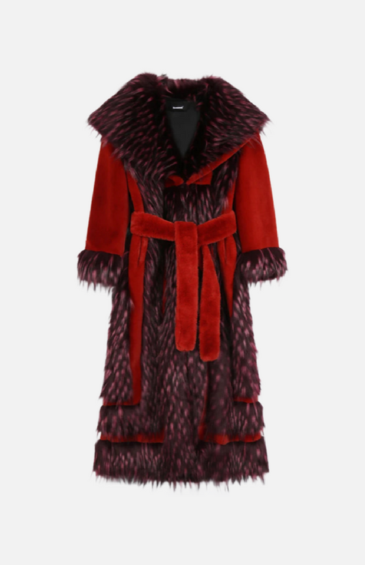 Villa Blvd Panel Faux Fur Long Coat