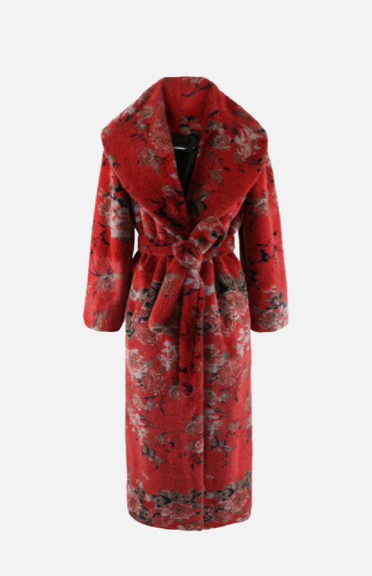 Villa Blvd Floral Faux Fur Long Coat ☛ Multiple Colors Available ☚