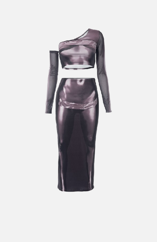 Villa Blvd 3D Body Print Asymmetrical Set