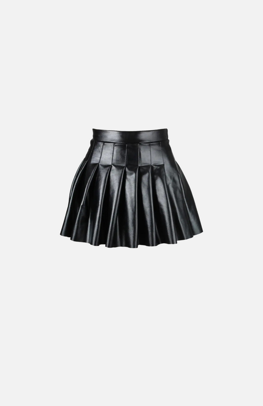 Villa Blvd Vegan Leather Pleated Skirt