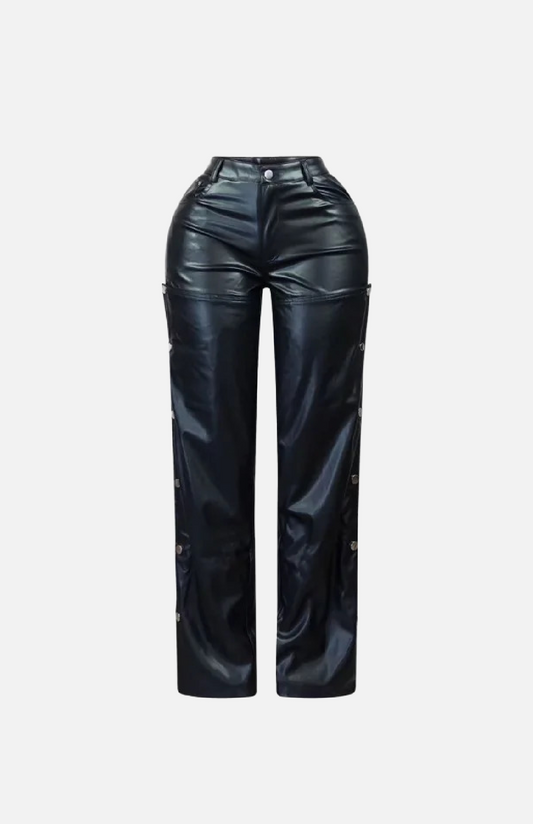 Villa Blvd Leather Snap Hollow Pants
