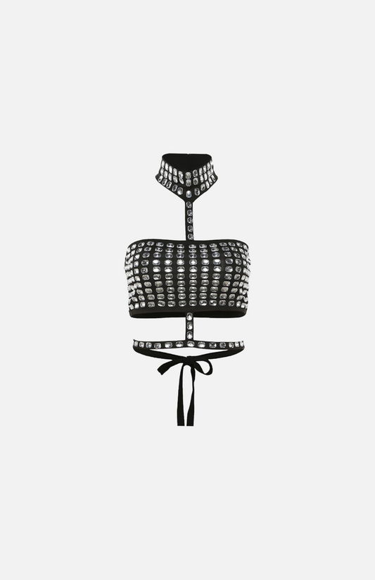 Villa Blvd Vintage Rhinestone Halter Tank Top