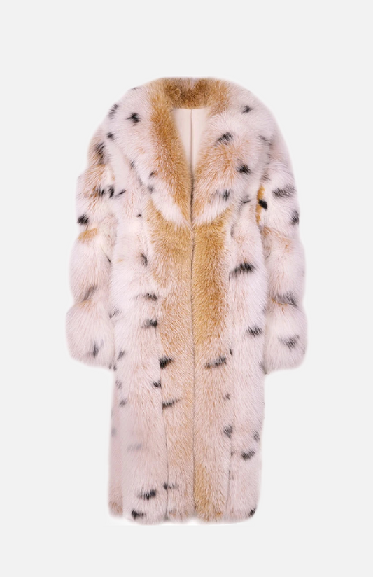 Villa Blvd Leopard Spotted Fur Long Coat