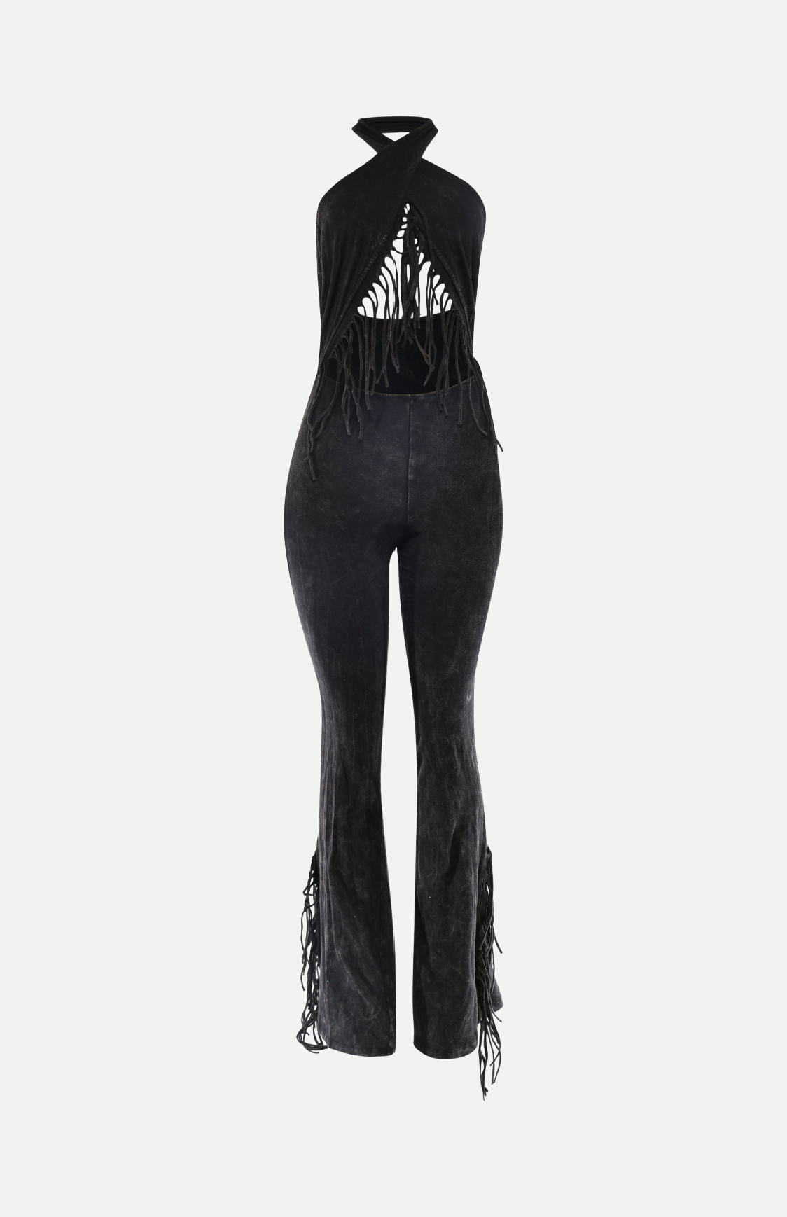 Villa Blvd Mineral Washed Halter Fringe Jumpsuit ☛ Multiple Colors Available ☚