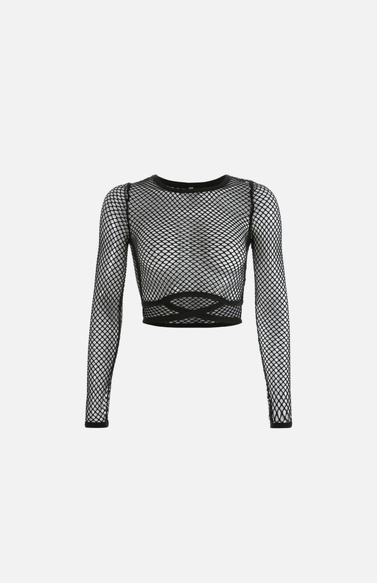 Villa Blvd Hollow Mesh Tied T-Shirt