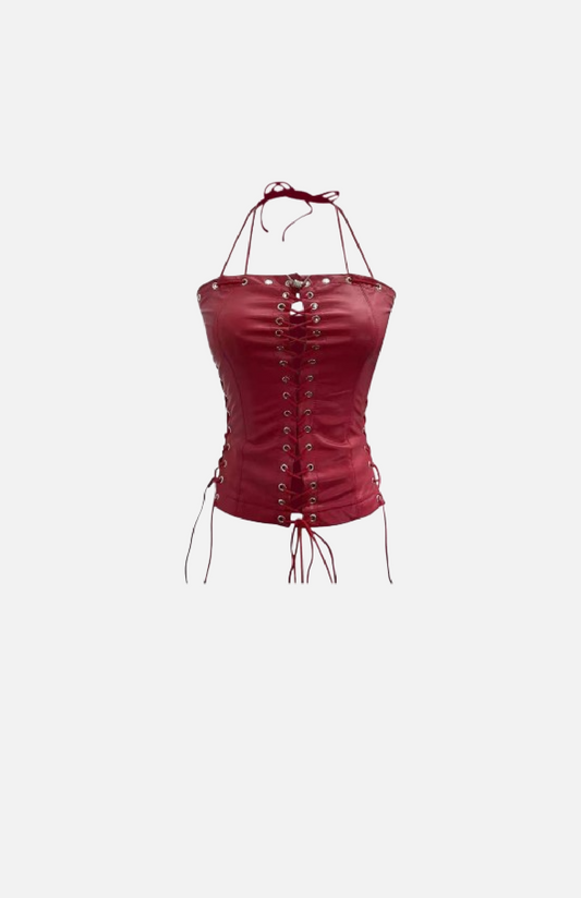 Villa Blvd Tied Vegan Leather Corset ☛ Multiple Colors Available ☚