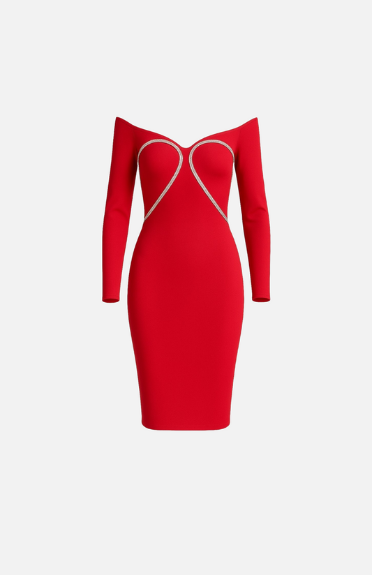 Villa Blvd Crystal Off-Shoulder Dress ☛ Multiple Colors Available ☚