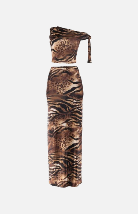 Villa Blvd Tribe Off-Shoulder Top + Maxi Skirt Set