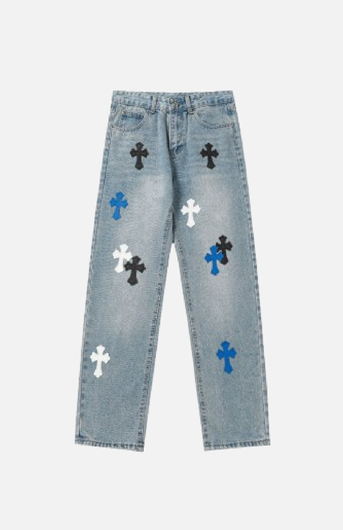 Villa Blvd Cross Embroidered Denim Jeans ☛ Multiple Colors Available ☚