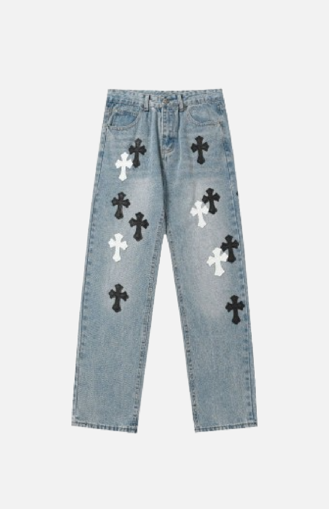 Villa Blvd Cross Embroidered Denim Jeans ☛ Multiple Colors Available ☚