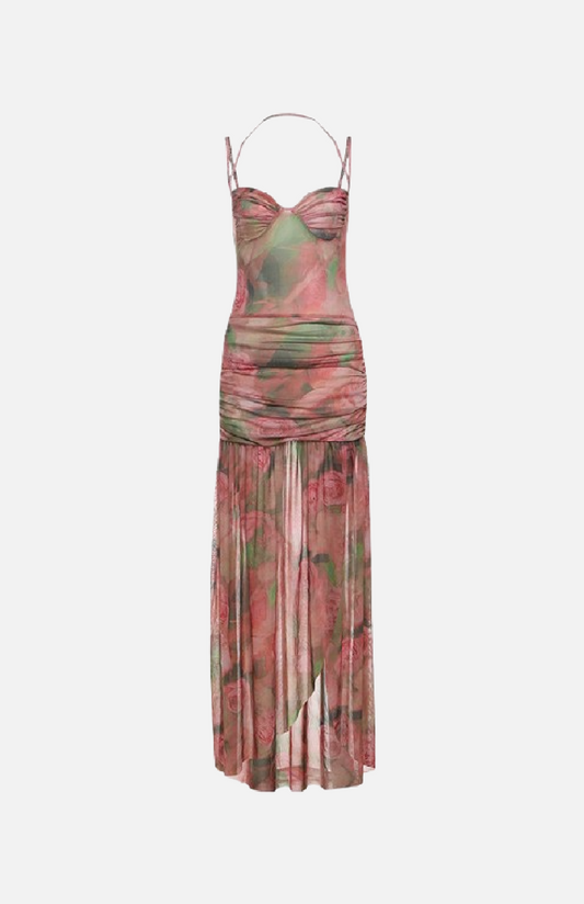 Villa Blvd Floral Ruched Camisole Dress