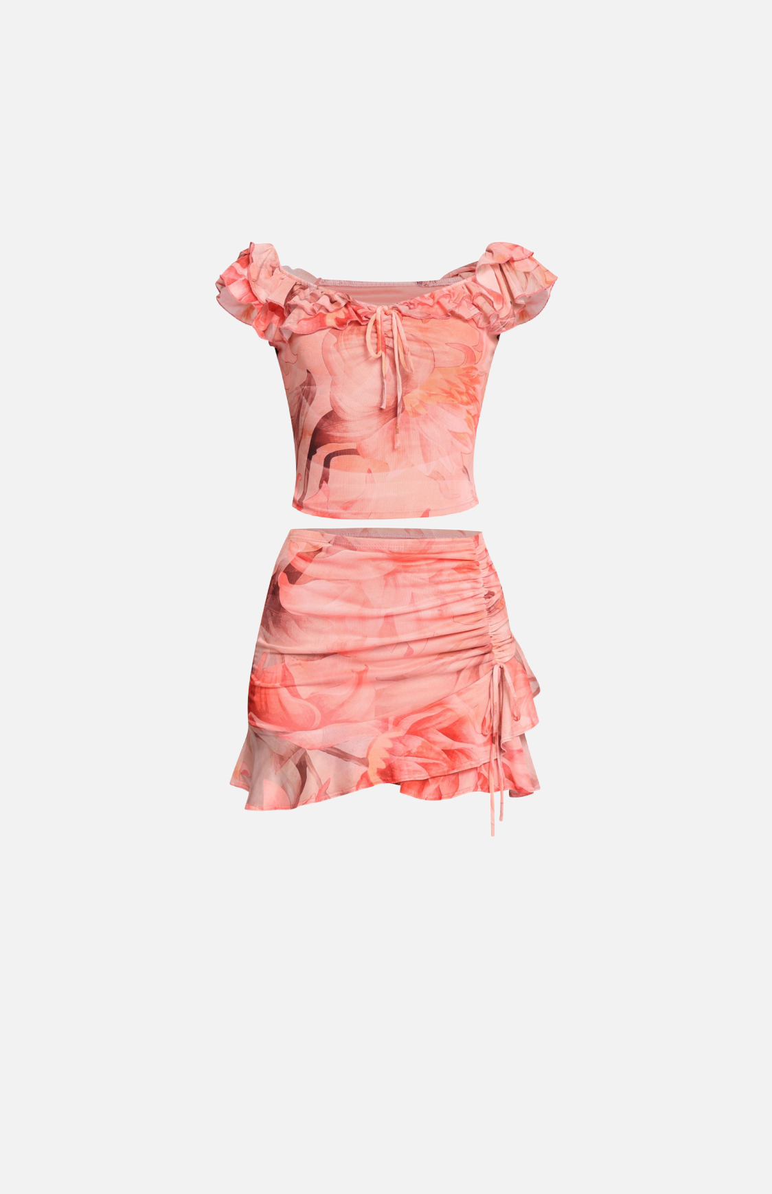 Villa Blvd Mesh Off-Shoulder Ruffled Set ☛ Multiple Colors Available ☚