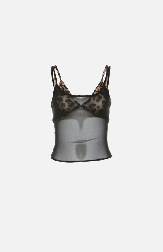 Villa Blvd Leopard and Mesh Cami Set