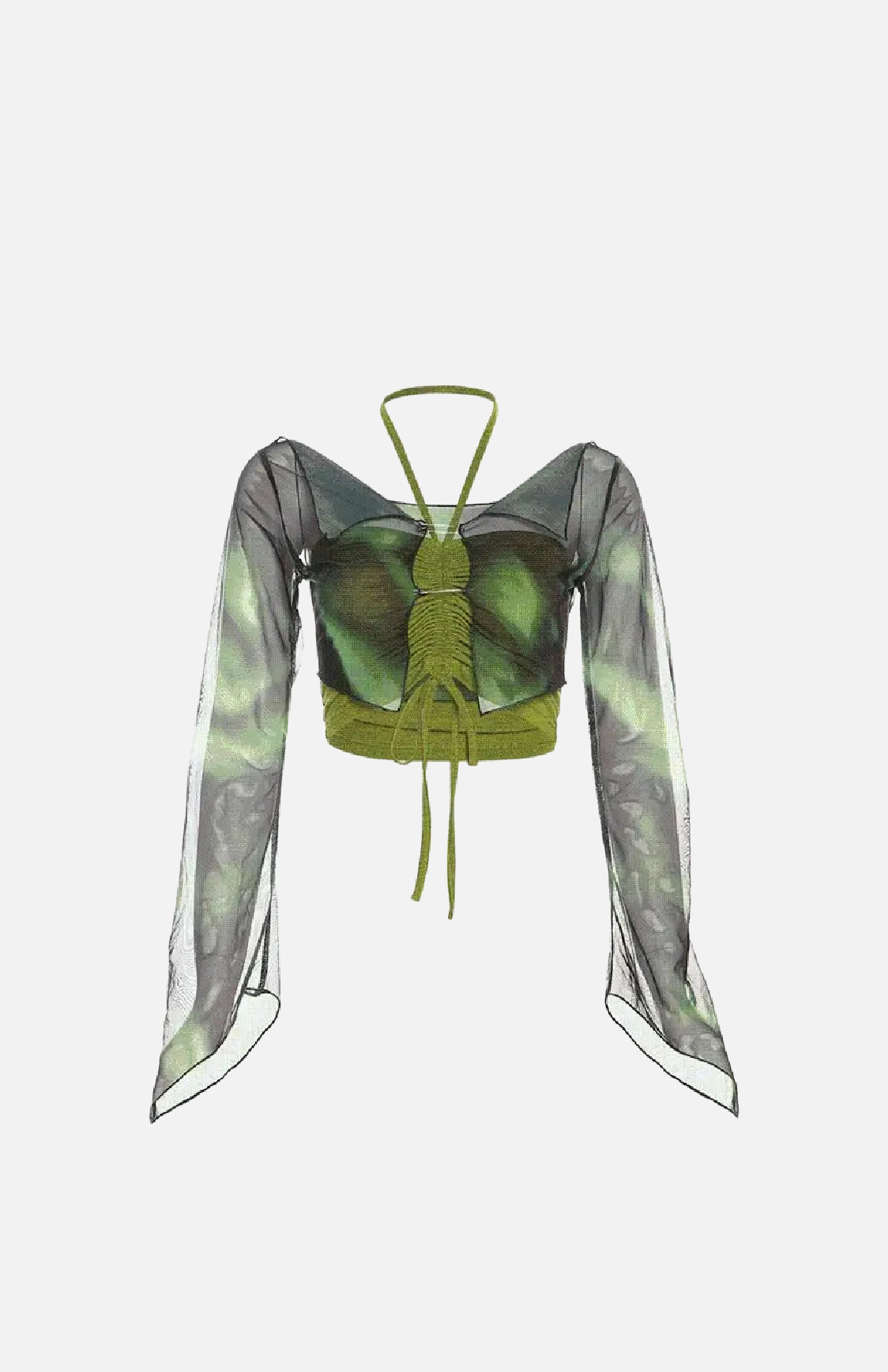 Villa Blvd Abstract Tulle Off-Shoulder Top