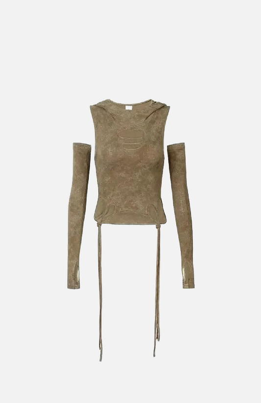 Villa Blvd Distressed Off-Sleeve Shirt