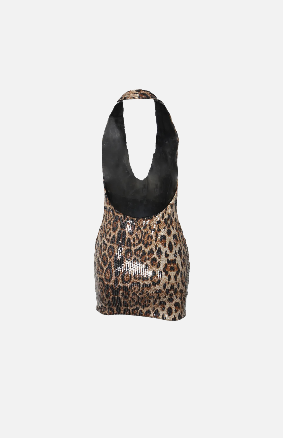 Villa Blvd Halter Sequin Leopard Dress