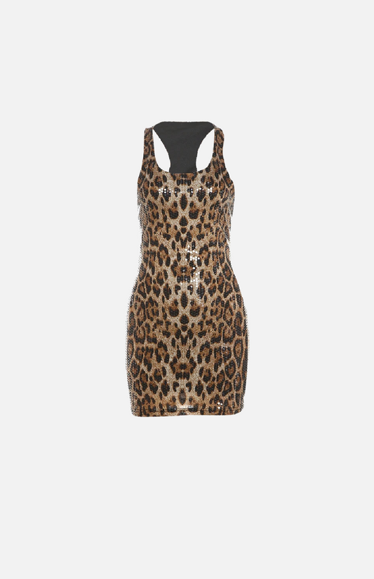 Villa Blvd Sequin Leopard Bodycon Dress