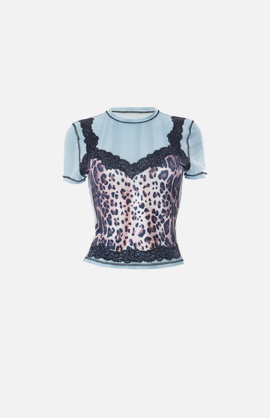 Villa Blvd Leopard Vintage Lace T-Shirt