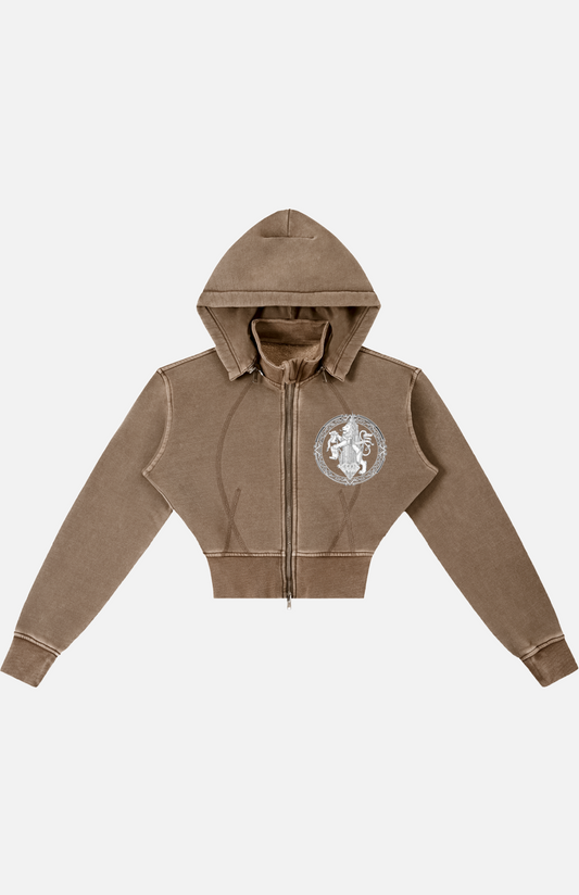Villa Blvd The Lion's Seal Vintage Washed Cropped Fleece Hoodie ☛ Multiple Colors Available ☚