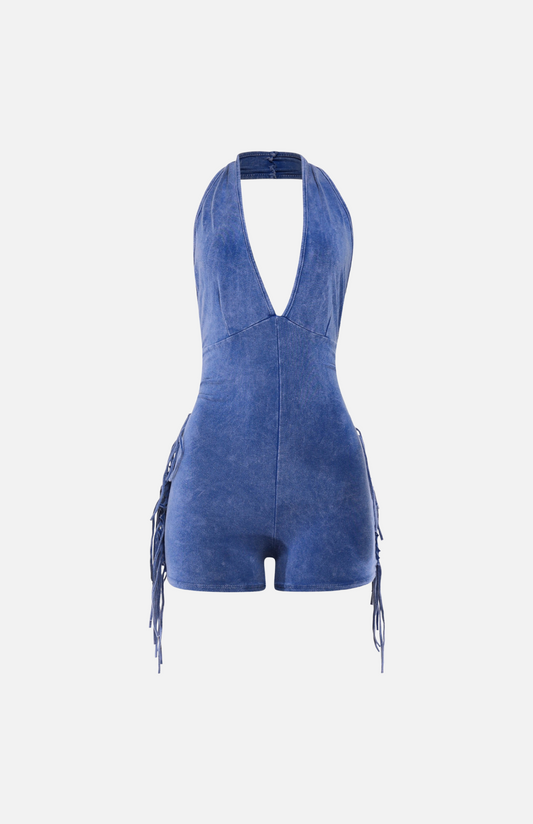 Villa Blvd Mineral Washed Fringe Romper ☛ Multiple Colors Available ☚