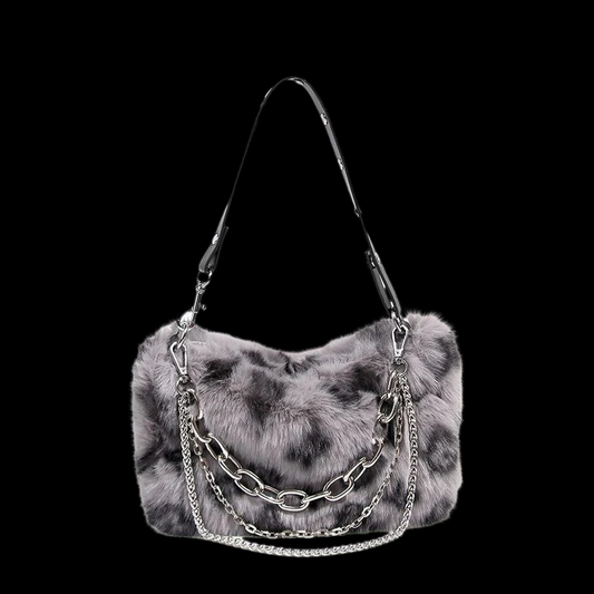 Villa Blvd Furry Feline Chain Decor Handbag ☛ Multiple Colors Available ☚