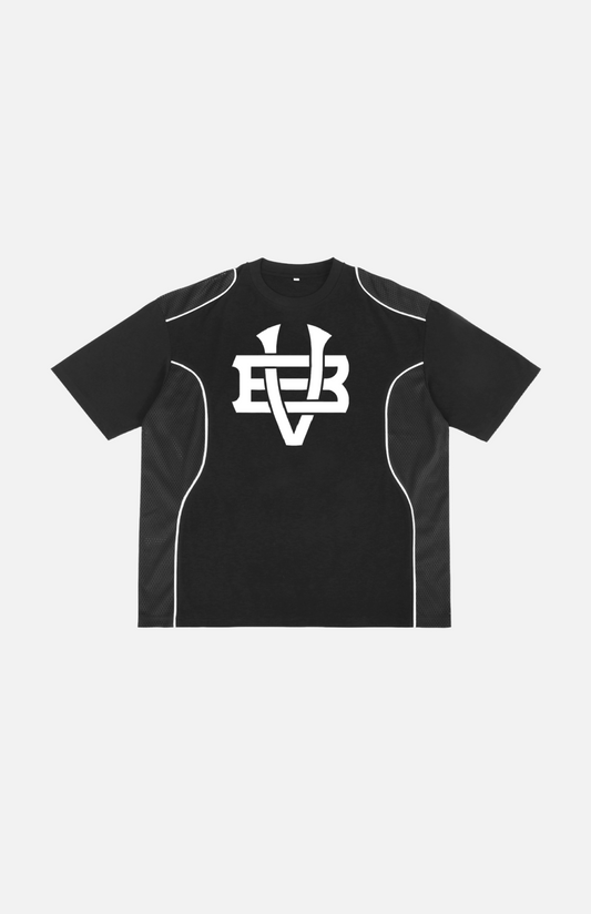 Villa Blvd Bold Vintage Piped Mesh Panel T-Shirt