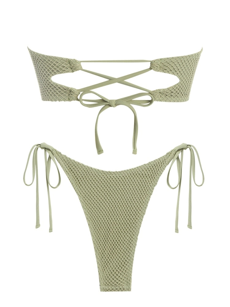 Villa Blvd Textured Bandeau Ocean Metal Bikini ☛ Multiple Sizes Available ☚