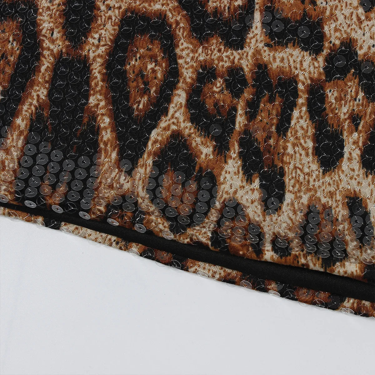 Villa Blvd Halter Sequin Leopard Dress