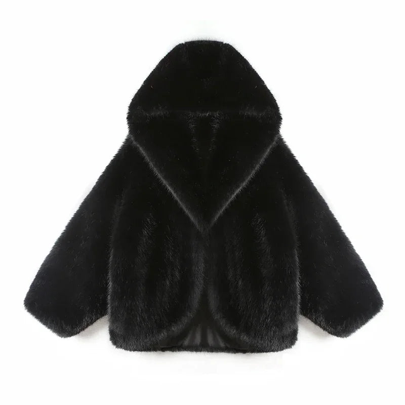 Villa Blvd Fluffy Fur Hooded Coat ☛ Multiple Colors Available ☚