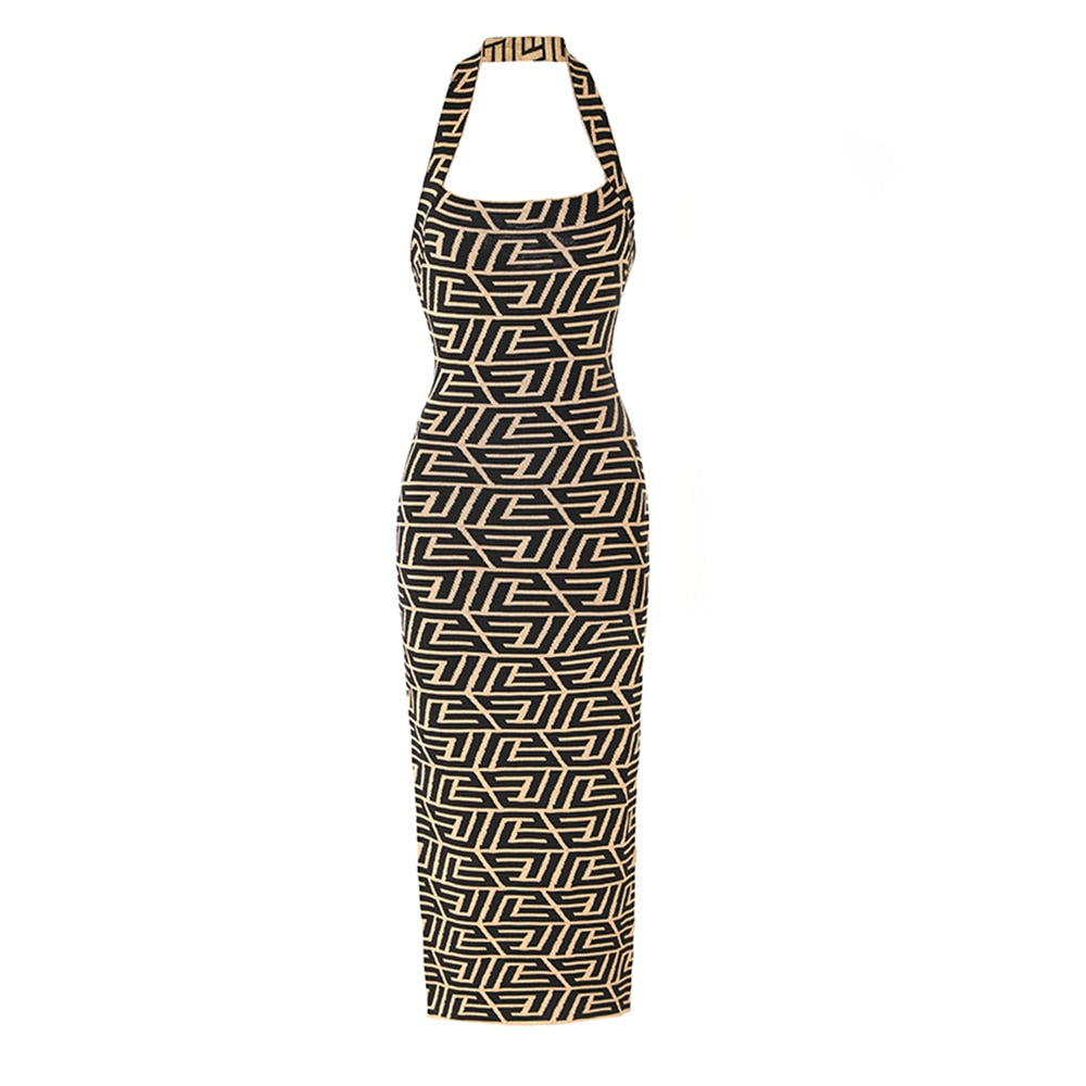 Villa Blvd Vintage Geometrical Knitted Dress