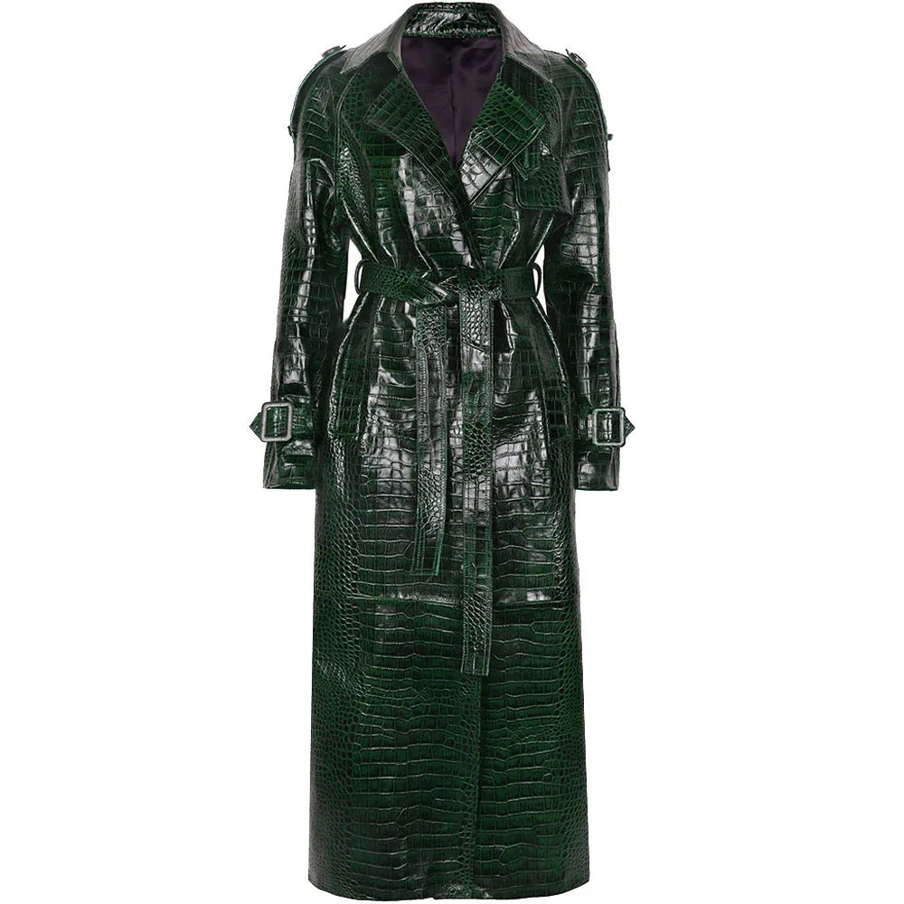 Villa Blvd Leather Serpentine Trench Coat ☛ Multiple Colors Available ☚