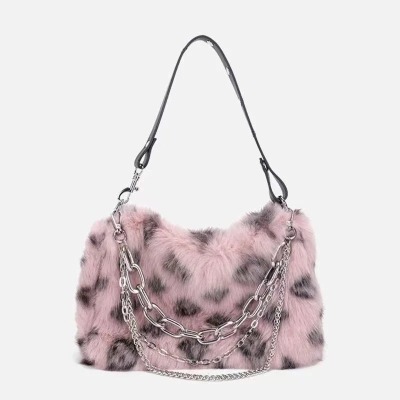 Villa Blvd Furry Feline Chain Decor Handbag ☛ Multiple Colors Available ☚