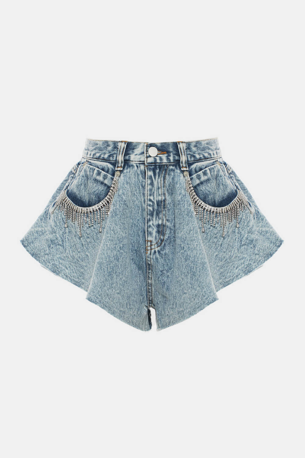 Villa Blvd Rhinestone Fringe Denim Shorts