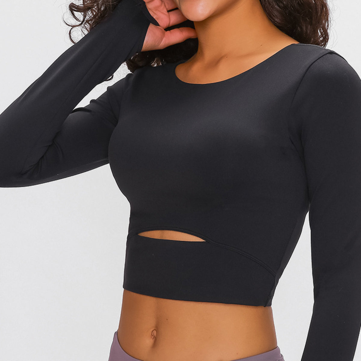 VILLA ACTIVE Long Sleeve Cropped Top With Sports Strap ☛ Multiple Colors Available ☚