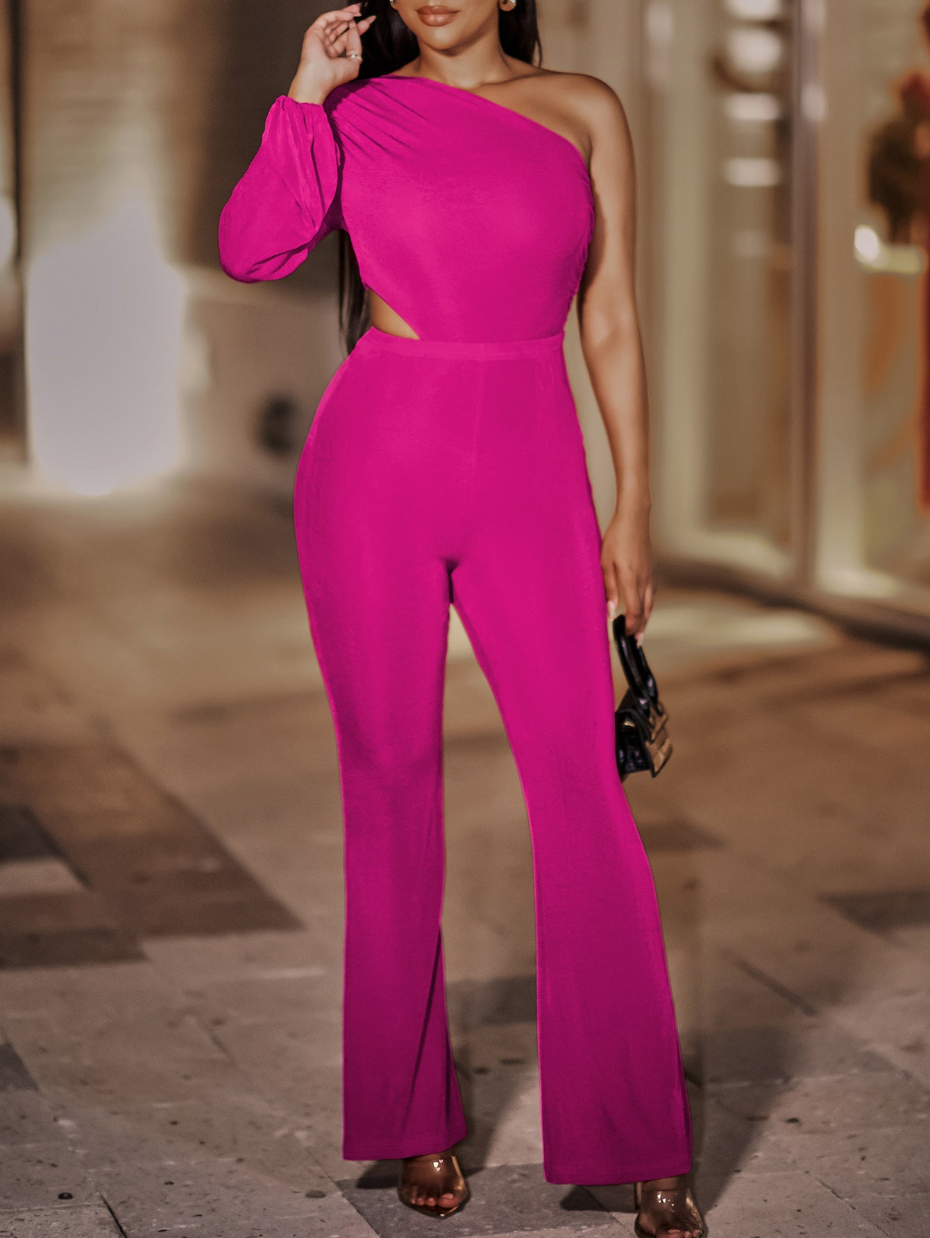 Villa Blvd Cutout One-Shoulder Jumpsuit ☛ Multiple Colors Available ☚