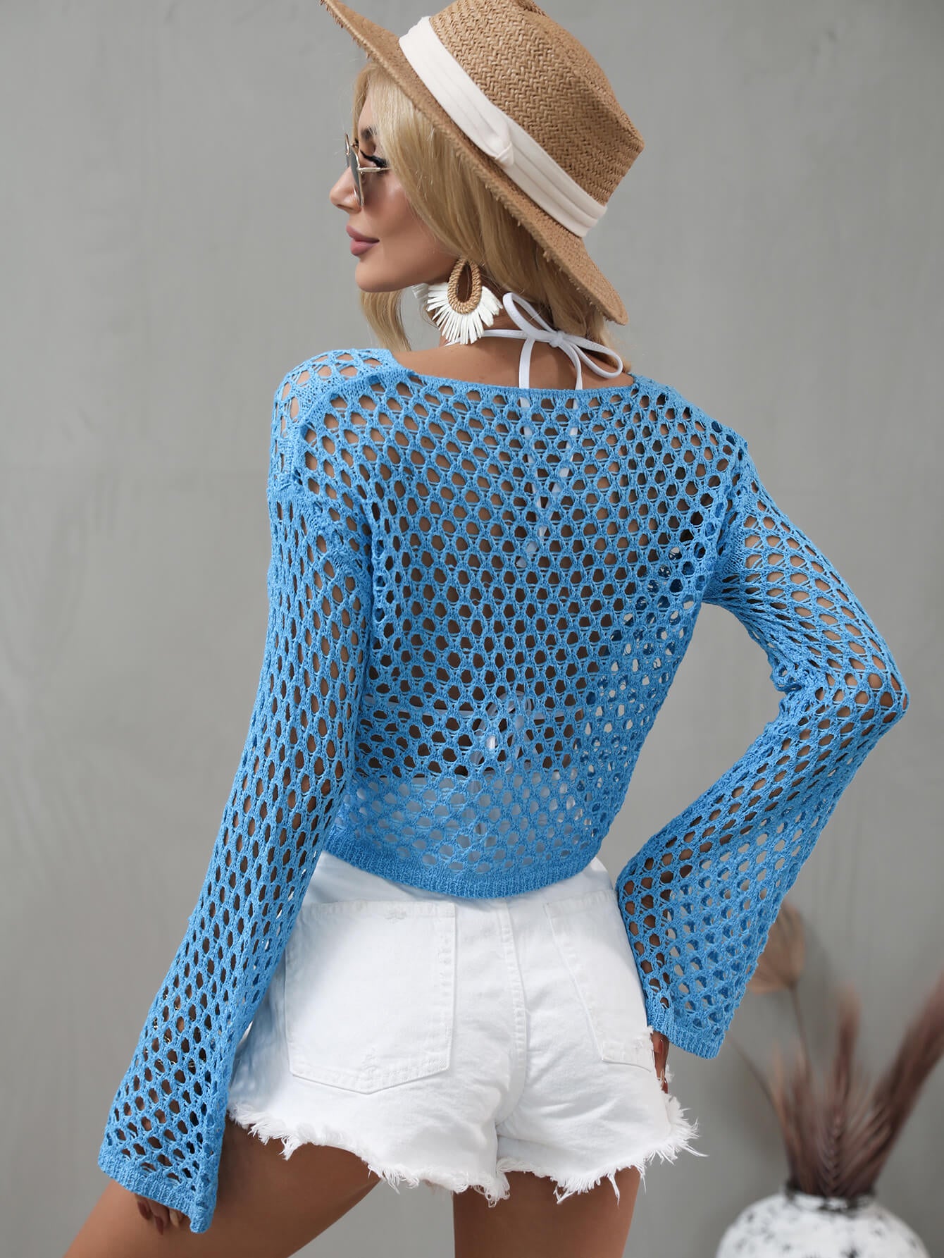Villa Blvd Open-Knit Flare Sleeve Top ☛ Multiple Colors Available ☚