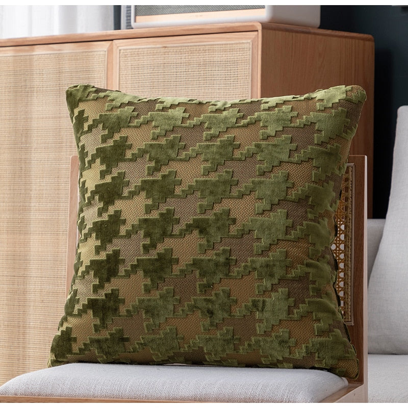 Villa Blvd Houndstooth Velvet Cushion Cover ☛ Multiple Colors Available ☚