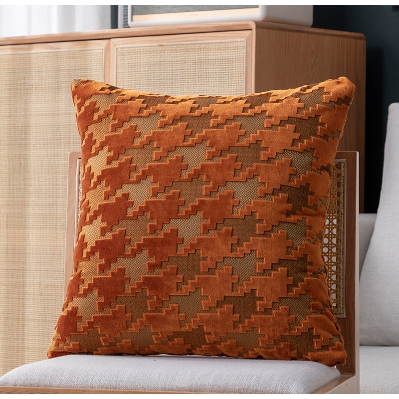 Villa Blvd Houndstooth Velvet Cushion Cover ☛ Multiple Colors Available ☚