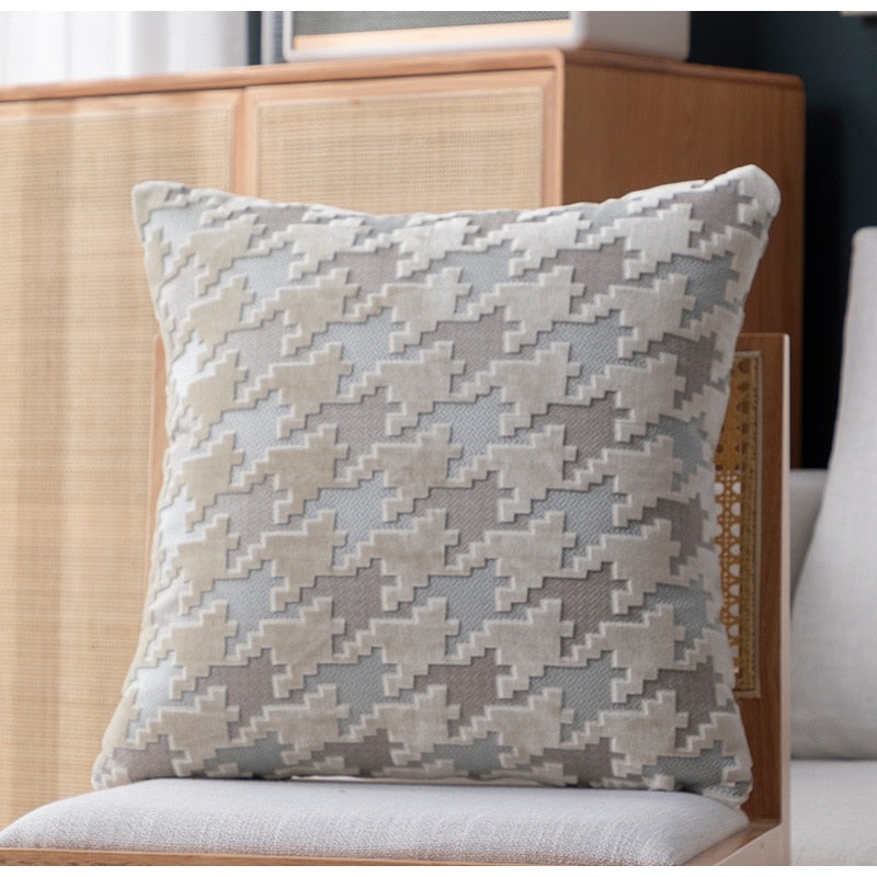 Villa Blvd Houndstooth Velvet Cushion Cover ☛ Multiple Colors Available ☚