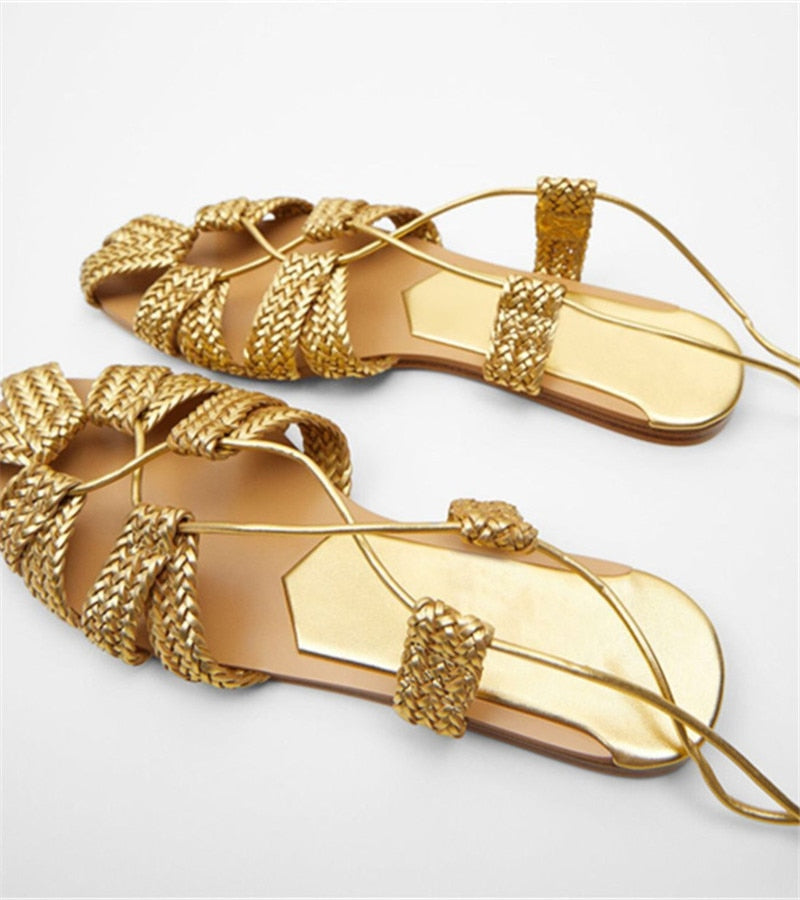 Zara gold braided sandals Clearance