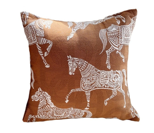 Villa Blvd Tawny Horse Jacquard Cushion Covers