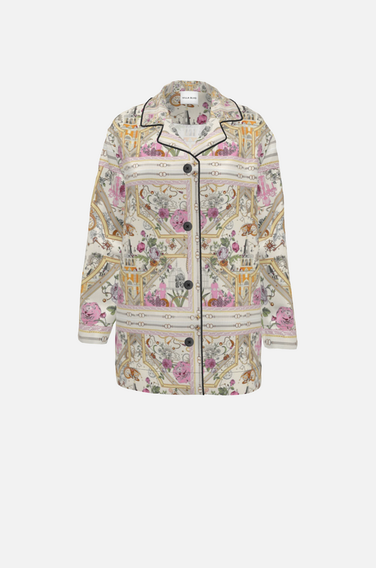 Villa Blvd Silk Fleur Carrée Pajama Top