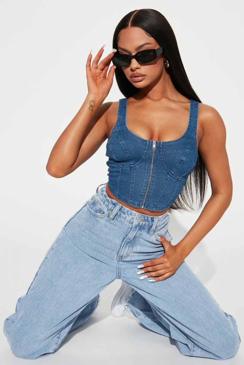 Villa Blvd Denim Zipped Corset