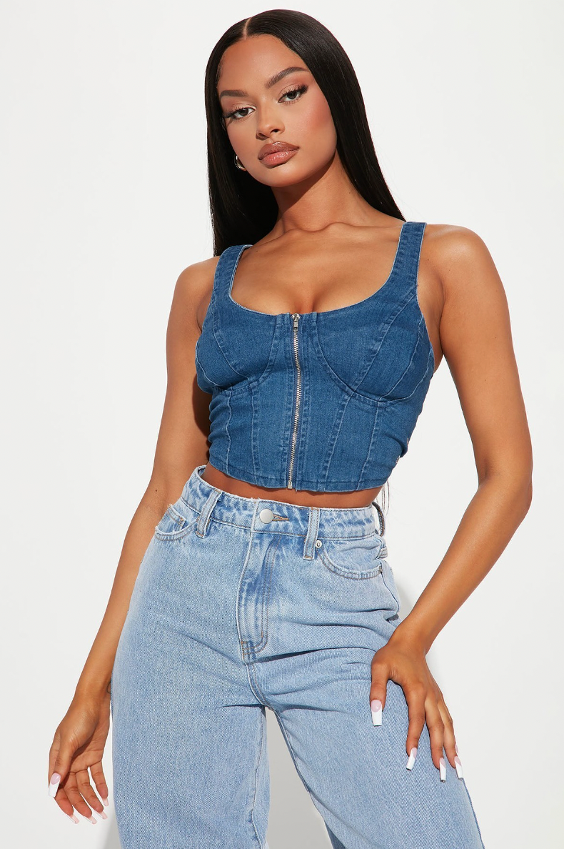 Villa Blvd Denim Zipped Corset