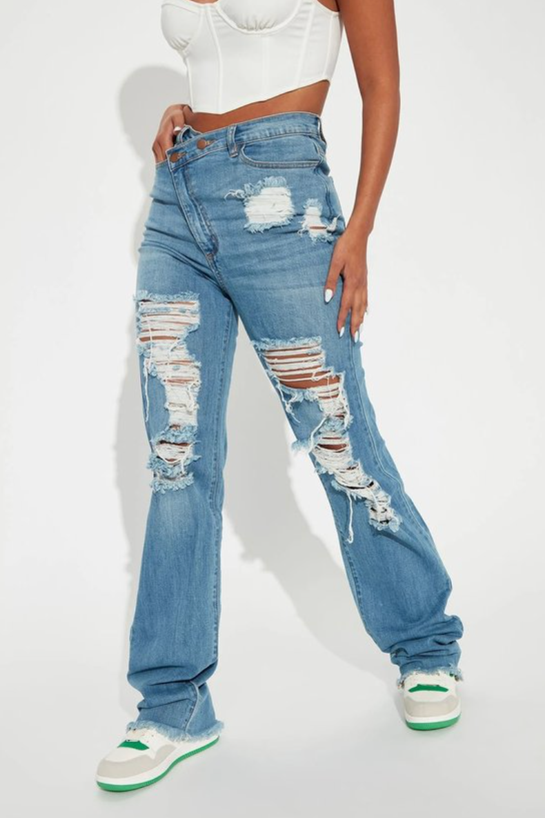 Villa Blvd Twisted Distressed Denim Jeans