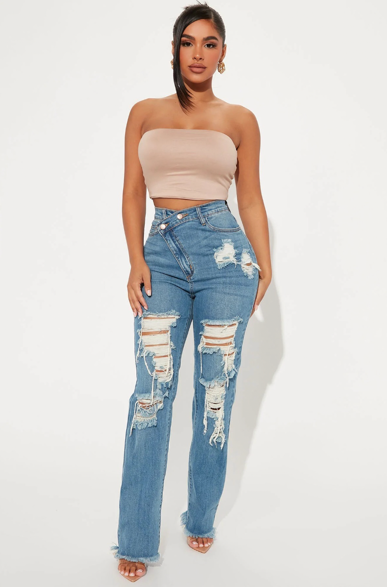 Villa Blvd Twisted Distressed Denim Jeans