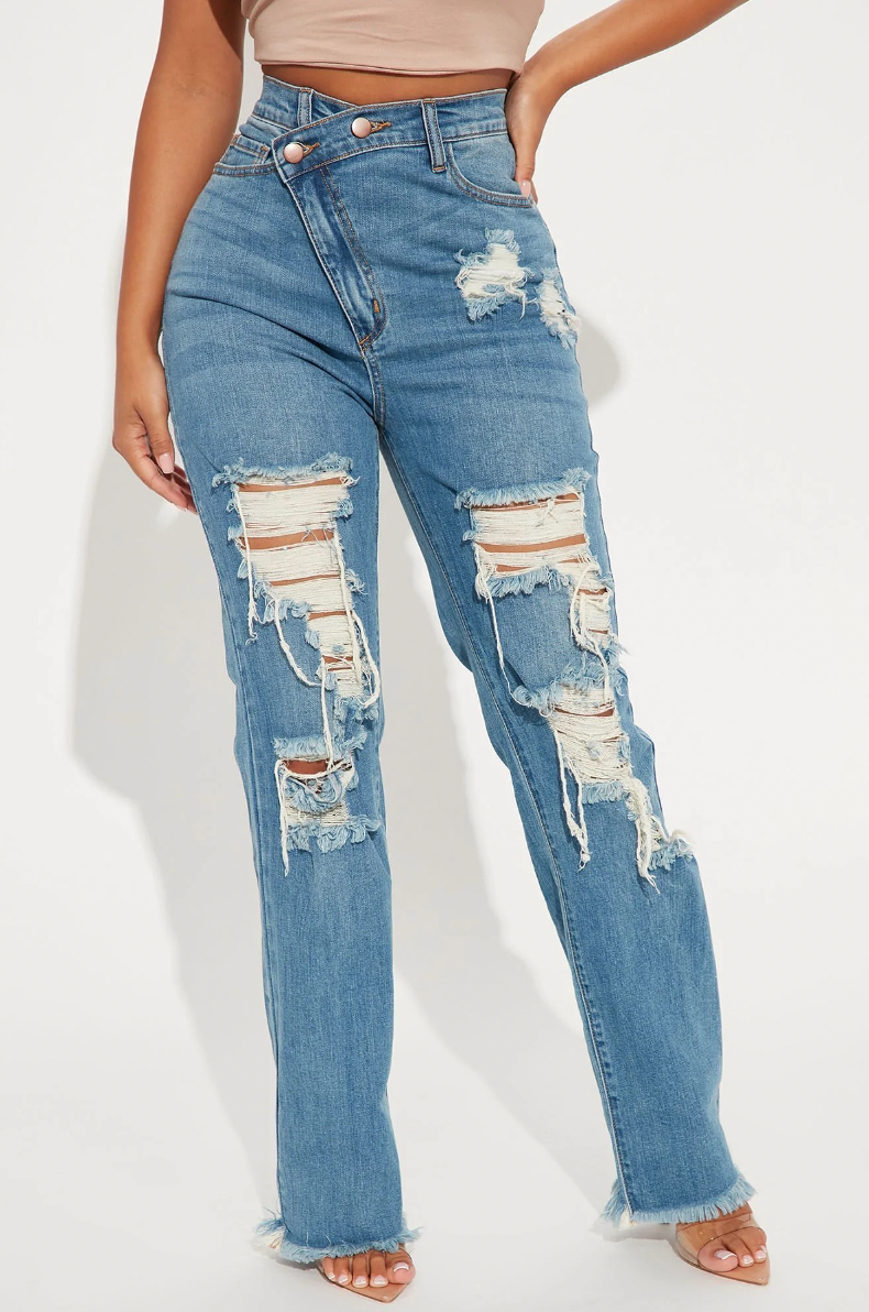 Villa Blvd Twisted Distressed Denim Jeans